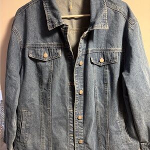 Amazon Medium Wash Blue Denim Jacket with Button Front